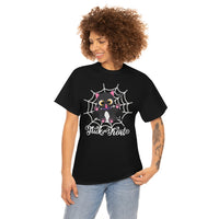 Trick or Treat Black Cat in Spider Web Cotton Tee