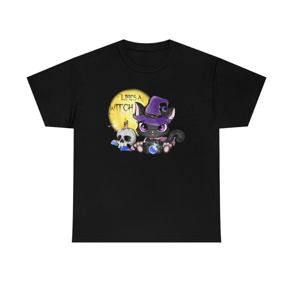 Life's a Witch Black Cat Cotton Tee